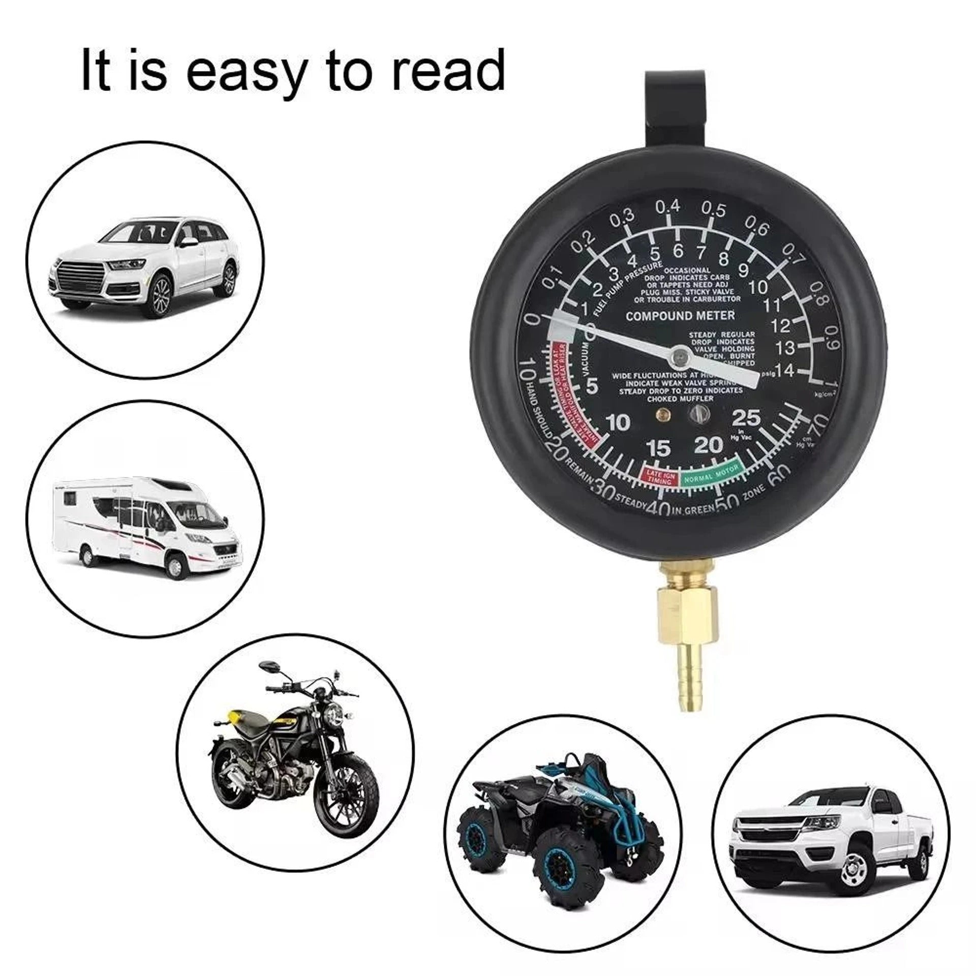 9-Piece Fuel Pump Tester & Vacuum Pressure Gauge Kit for Automotive Diagnostics