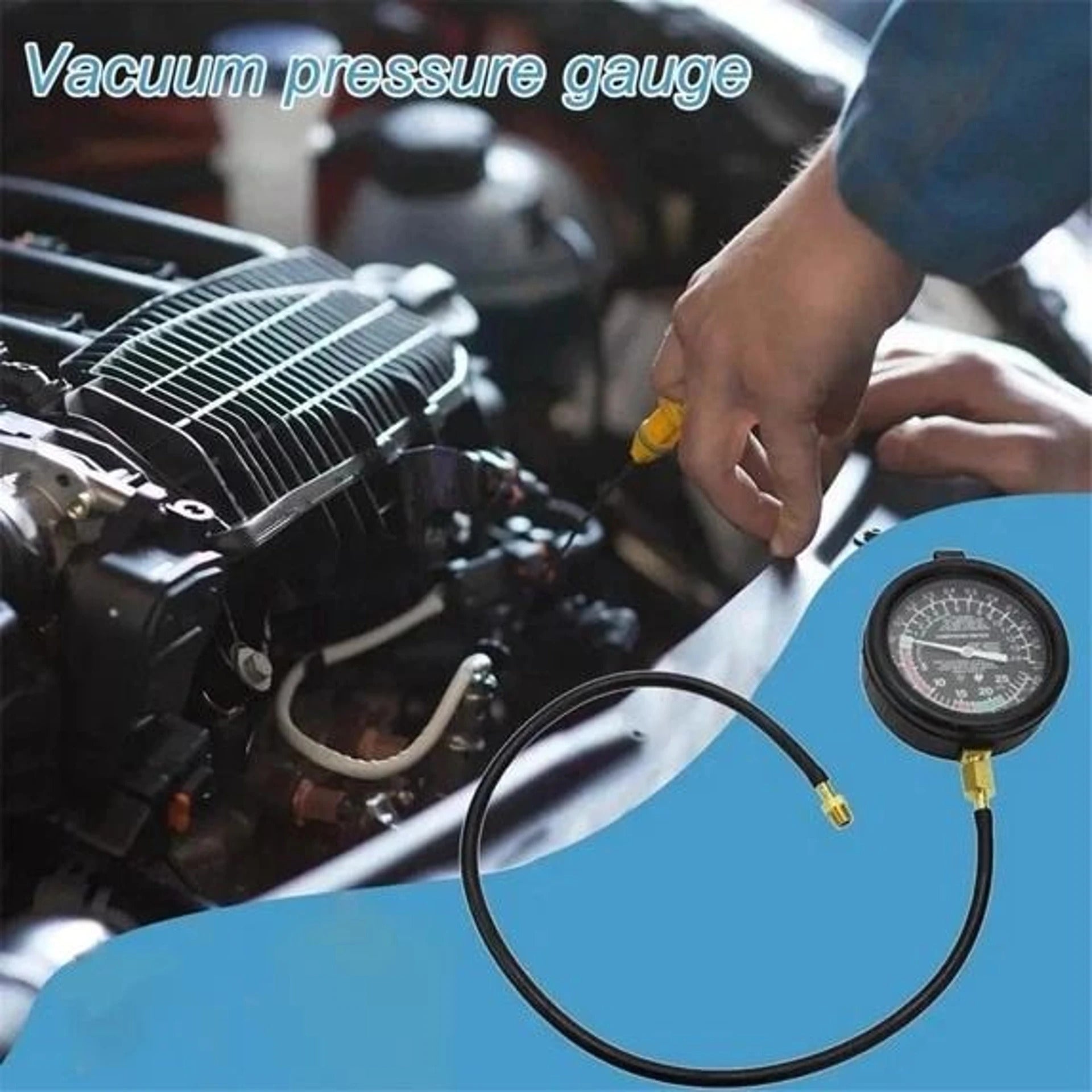9-Piece Fuel Pump Tester & Vacuum Pressure Gauge Kit for Automotive Diagnostics